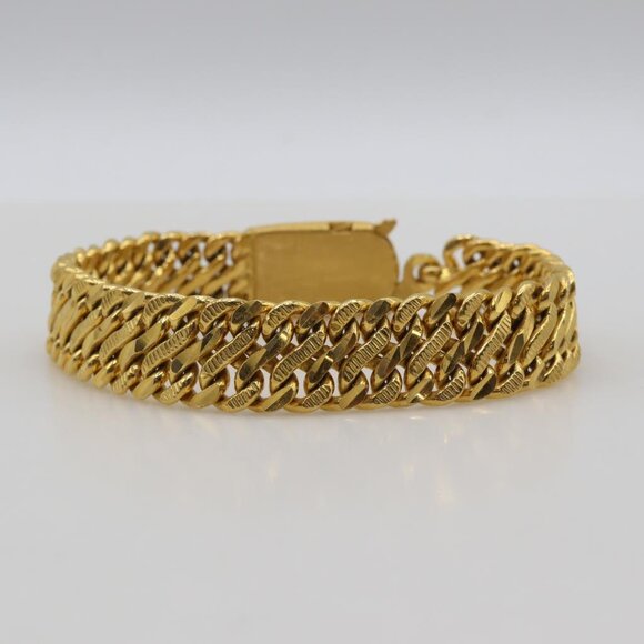 22kt 100g Heavy Gold Wide Link Bracelet - Picture 1 of 5
